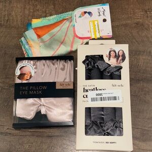 Kitsch Satin SelfCare Set Pillow Eye Mask, Heatless Curls set, &Goody Hair scarf